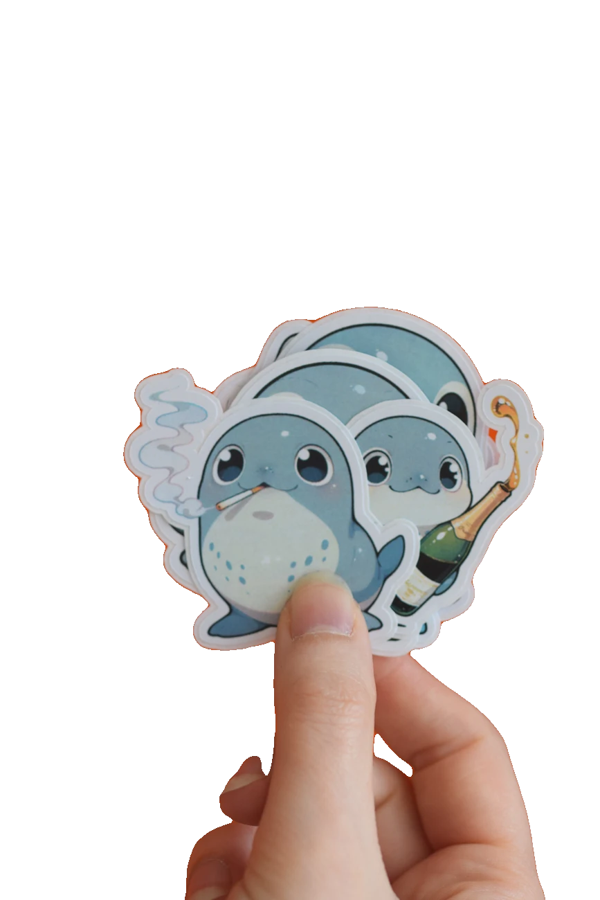 Kawaii seal stickers in de hand