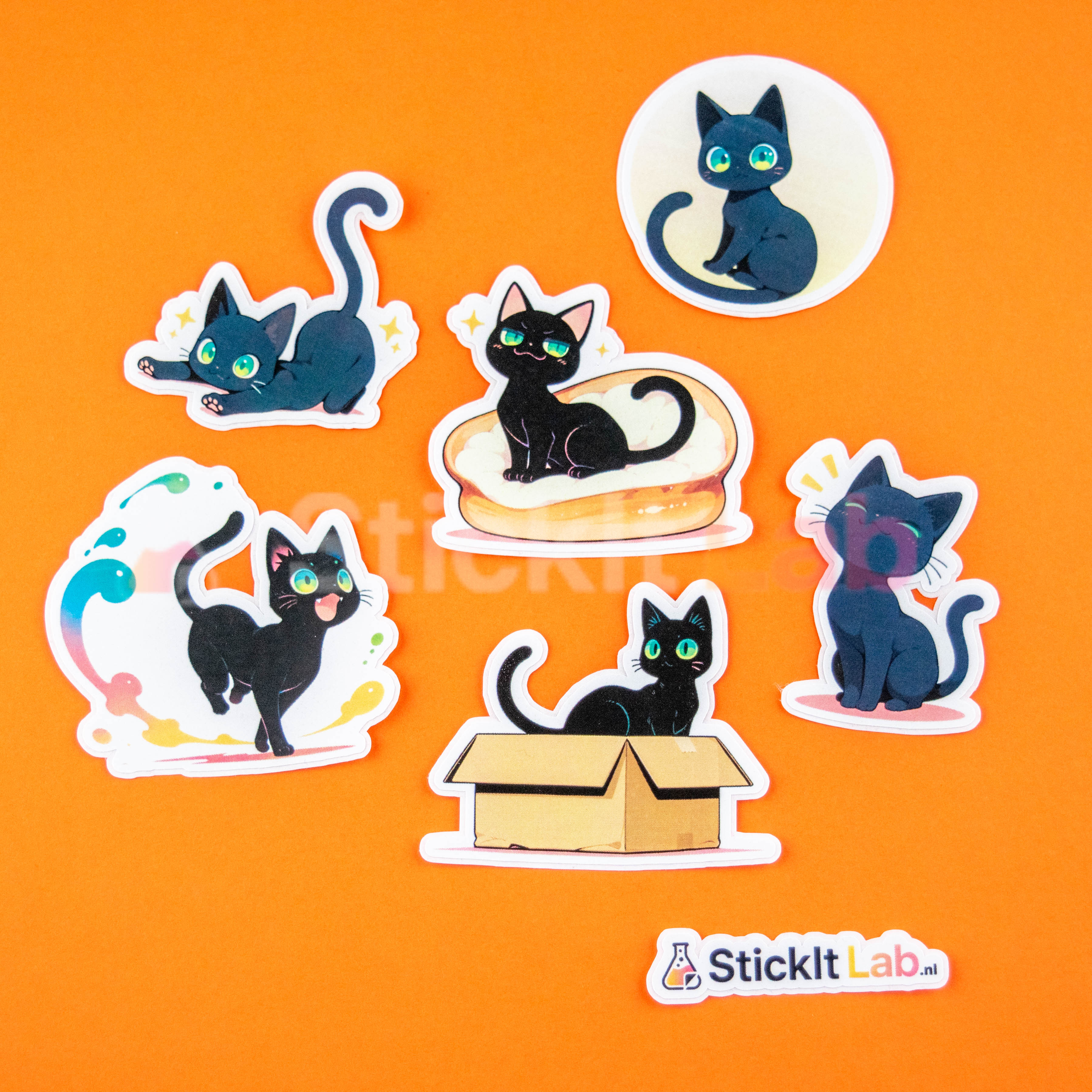 Kawaii Black Cat Sticker Set