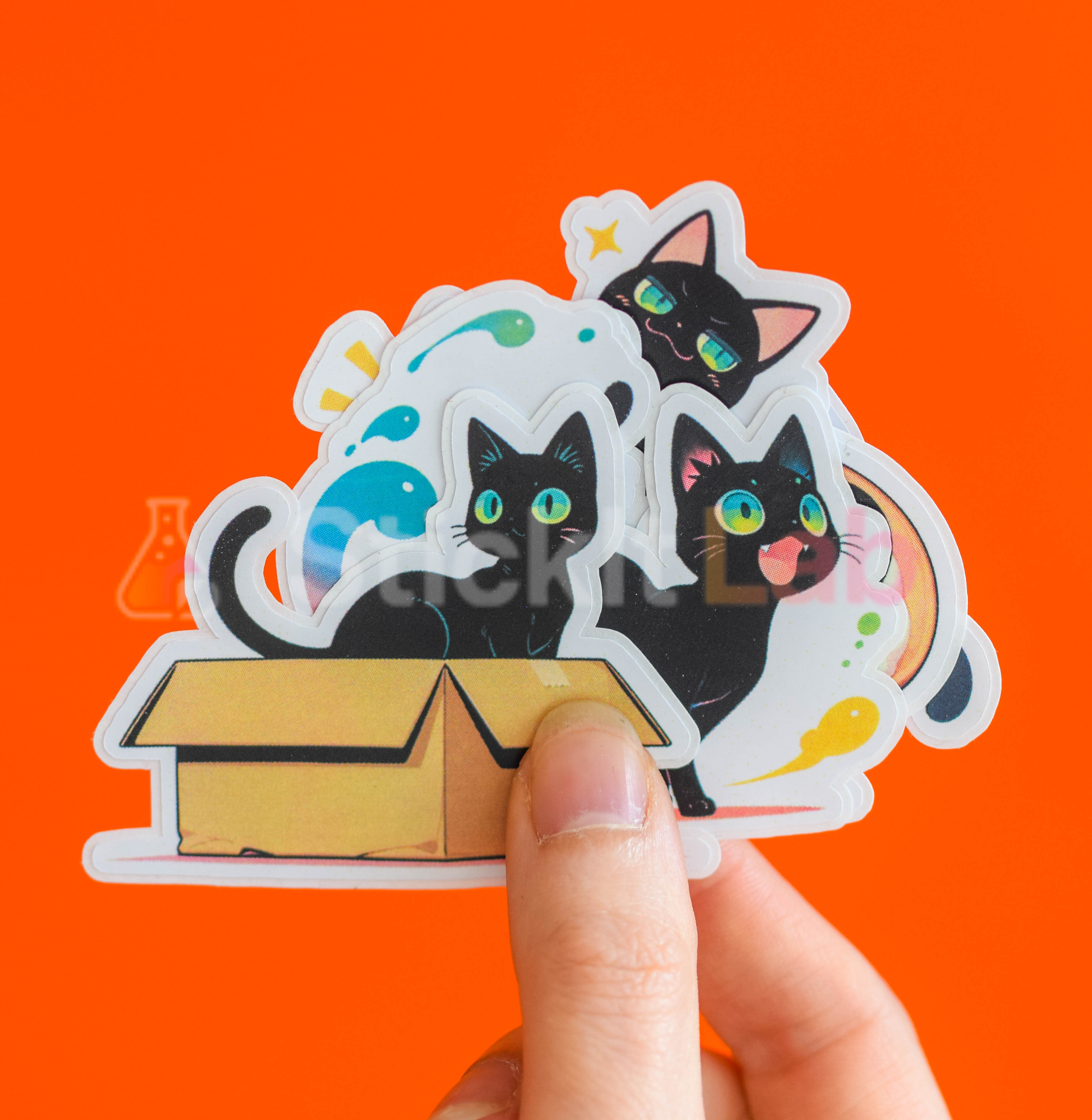 Kawaii Black Cat Sticker Set - Photo 2