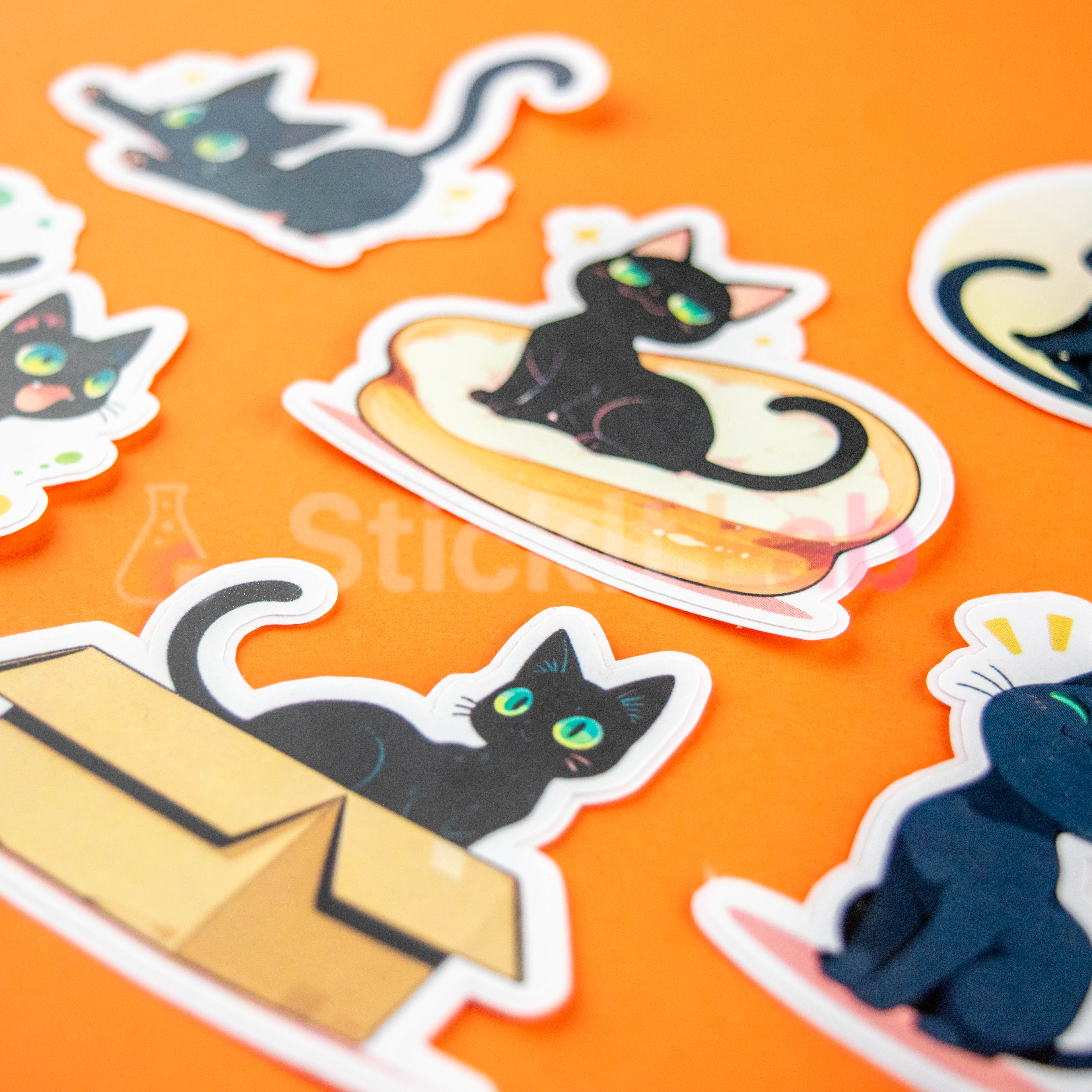Kawaii Black Cat Sticker Set - Photo 4
