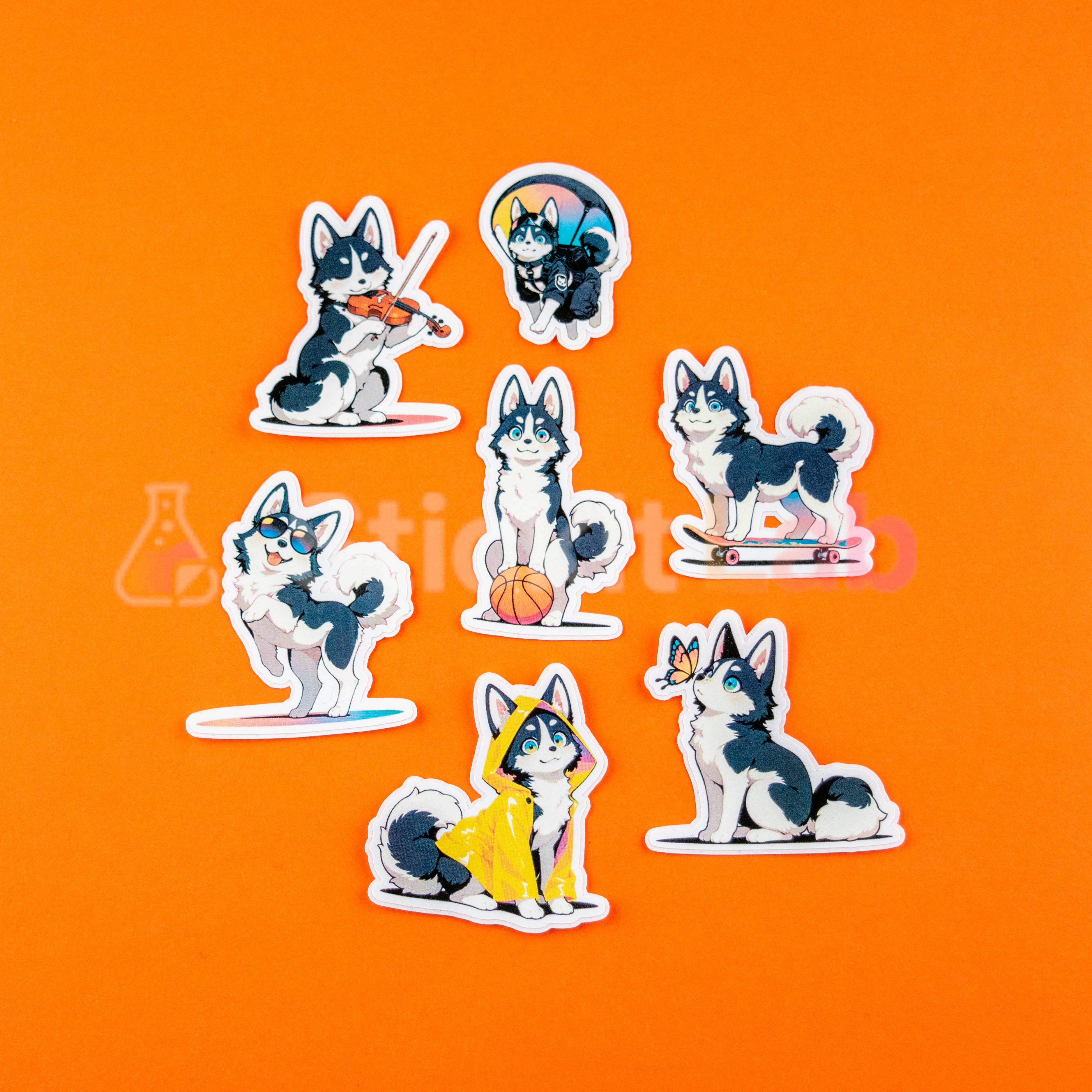 Kawaii Husky Sticker Set