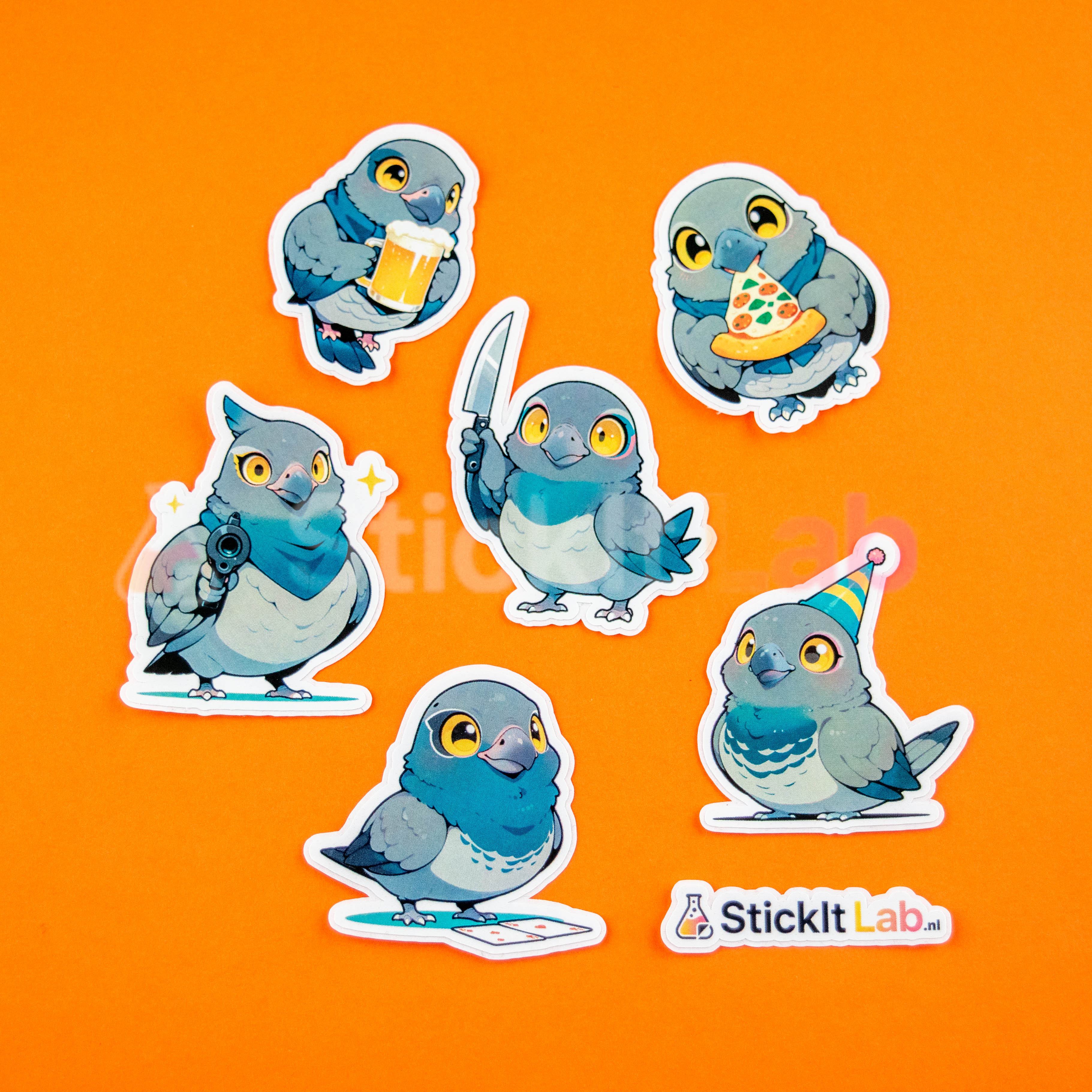 Kawaii Pigeon Sticker Set