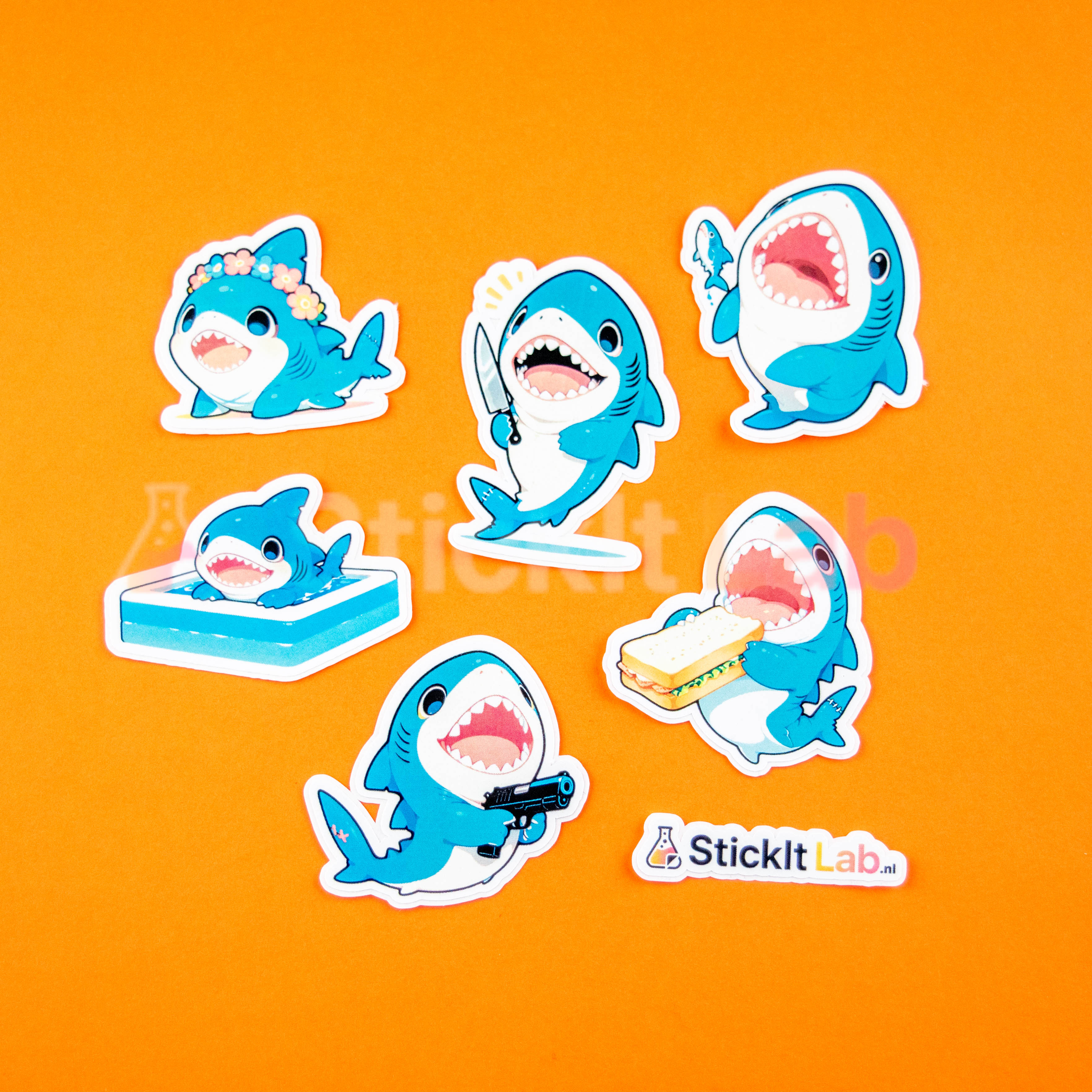 Kawaii Shark Sticker Set